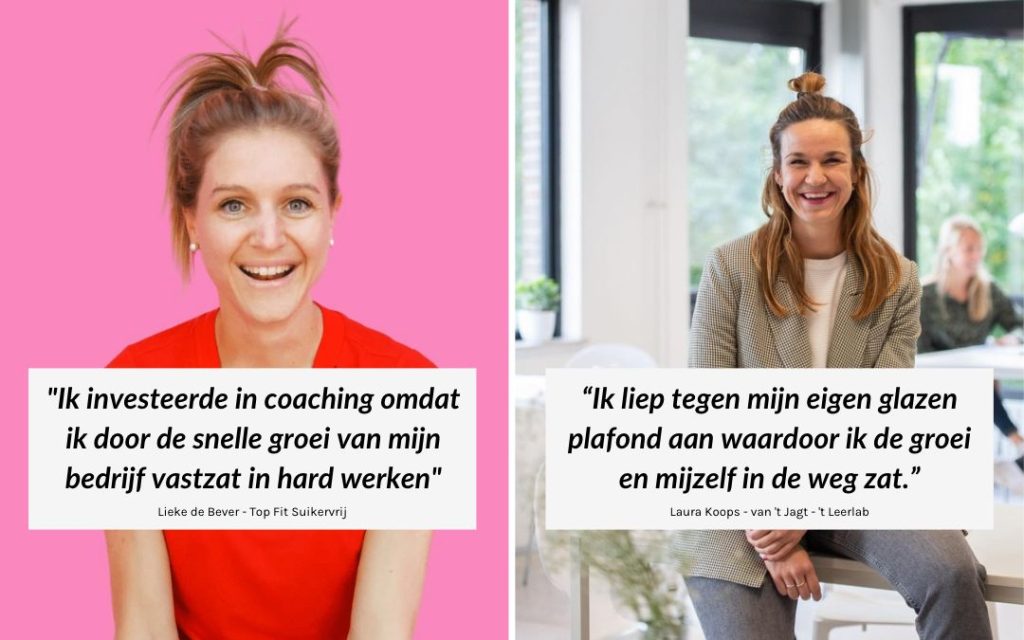 Lieke de Bever van Top Fit Suikervrij en Laura Koops van 't Leerlab over business coaching bij birgit luijk